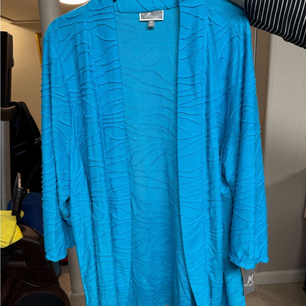 JM Collection Turquoise Textured Women's Blouse